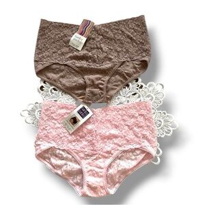 Hanky Panky Retro V-Kini New with tags Lace Lingerie set of 2 pink & Taupe small
